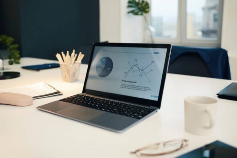 Laptop With Financial Graphs For Online Work